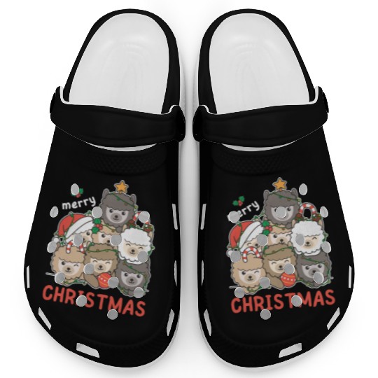 Alpaca Christmas Tree Merry Christmas Clogs