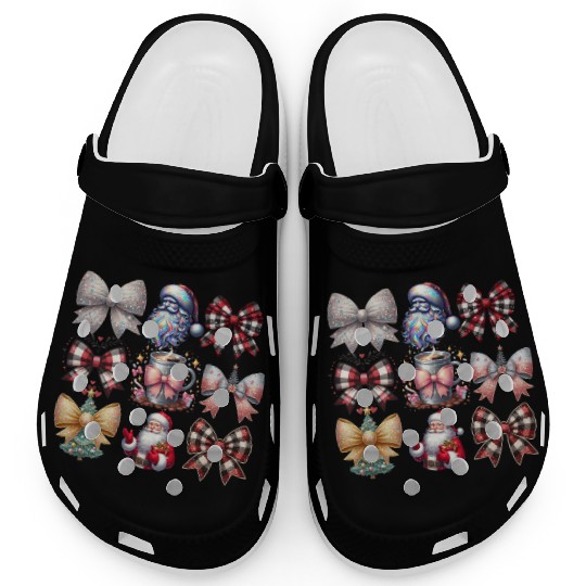 Coquette Bow Santa Christmas Tree Cake Candy Clogs