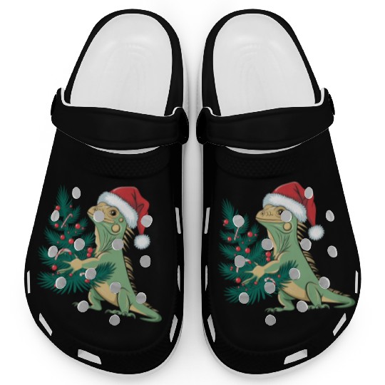 Christmas Tree Santa Iguana Clogs