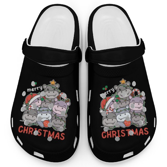 Hippo Christmas Tree Merry Christmas Clogs