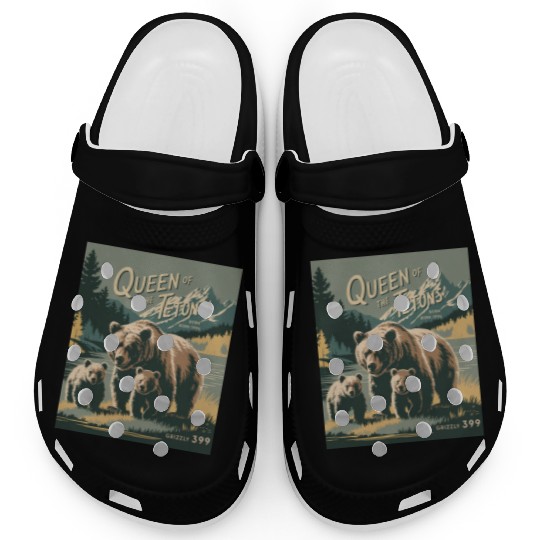 Queen of the Tetons Grizzly 399 Vintage Nature Art Clogs