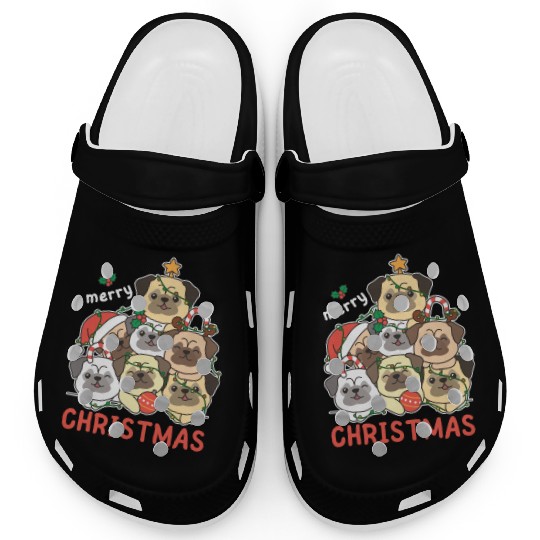 Pug Christmas Tree Merry Christmas Clogs