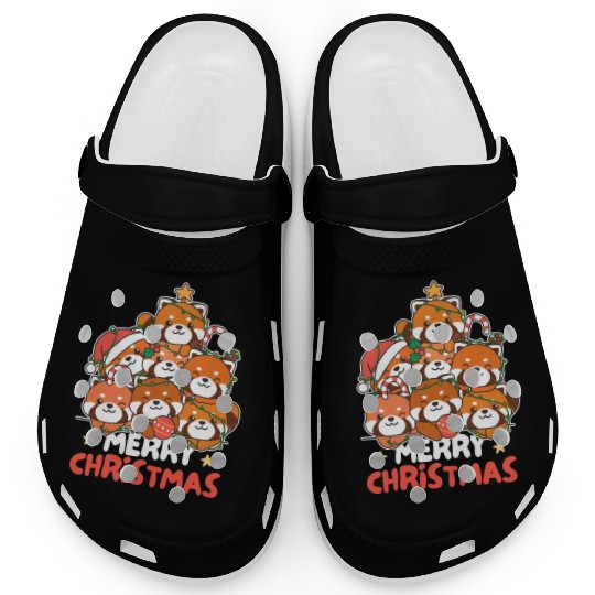 Red Panda Christmas Tree Merry Christmas Clogs