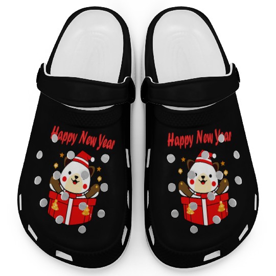 Festive Teddy Bear New Year Design Clogs