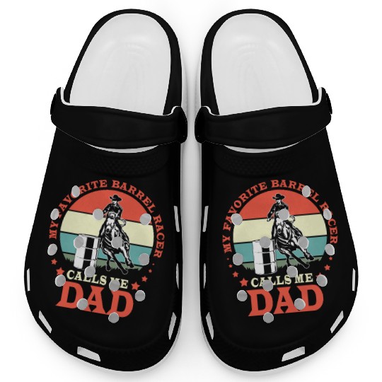 Retro Horse Riding Fathers Day Barrel Racing Dad Clogs