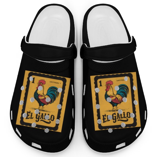 Vintage retro El Gallo Mexican Lottery Card of fan Clogs