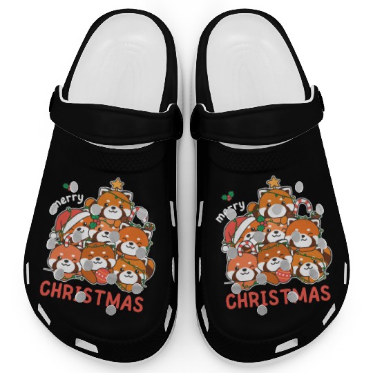 Red Panda Christmas Tree Merry Christmas Clogs