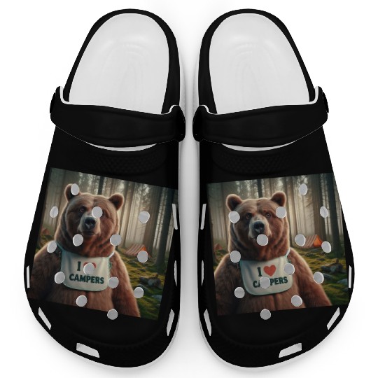 I love campers Grizzly bear with bib Clogs