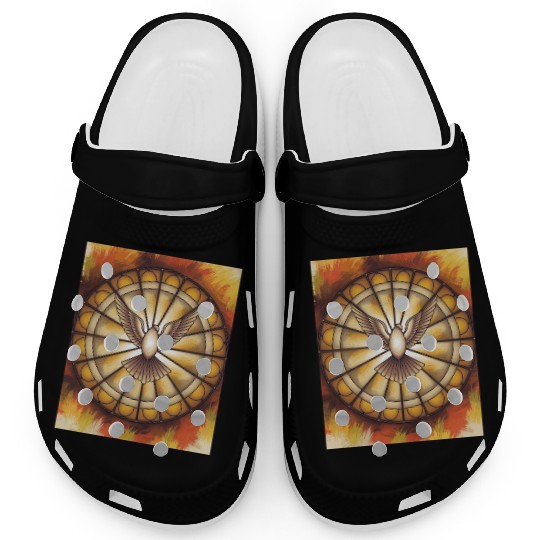 Stained Glass Dove in Flight - Peace & Spiritualit Clogs