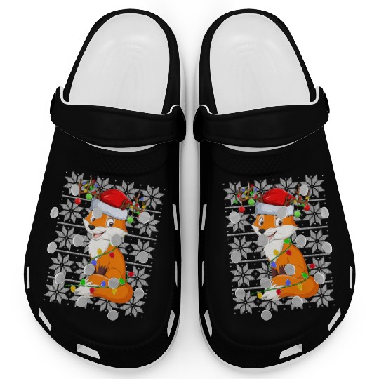 Fox Reindeer Christmas Lights Clogs