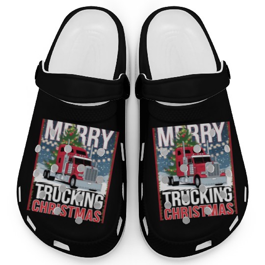 Merry Trucking Christmas Festive Semi-Truck Card Clogs