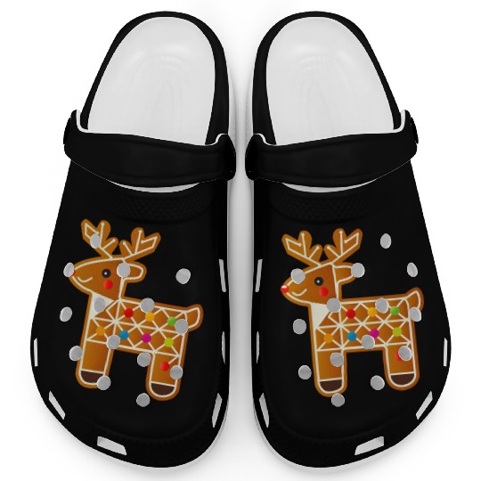 Reindeer in gingerbread design for Christmas Clogs