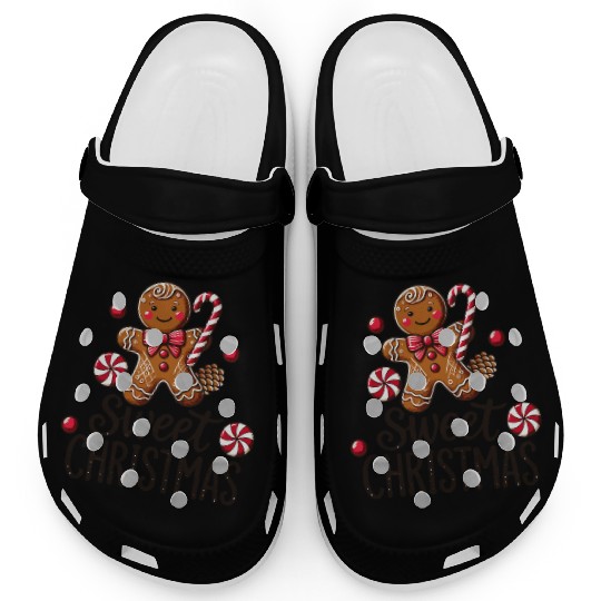 Happy gingerbread man with candy cane Clogs