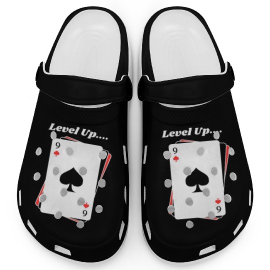 BLACK Men Clogs For Game Card lovers - LEVEL UP