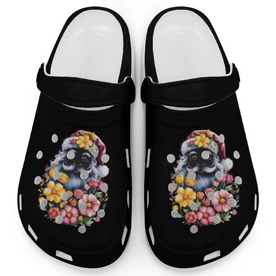 Floral Santa Claus Silhouette christmas flowers Clogs
