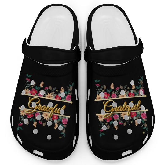 Grateful Floral, Thanksgiving Female Design Clogs