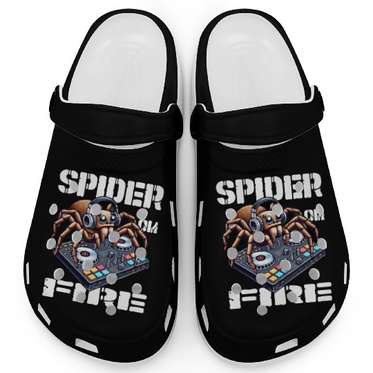 Spider On Fire-spider As A DJ Design Clogs