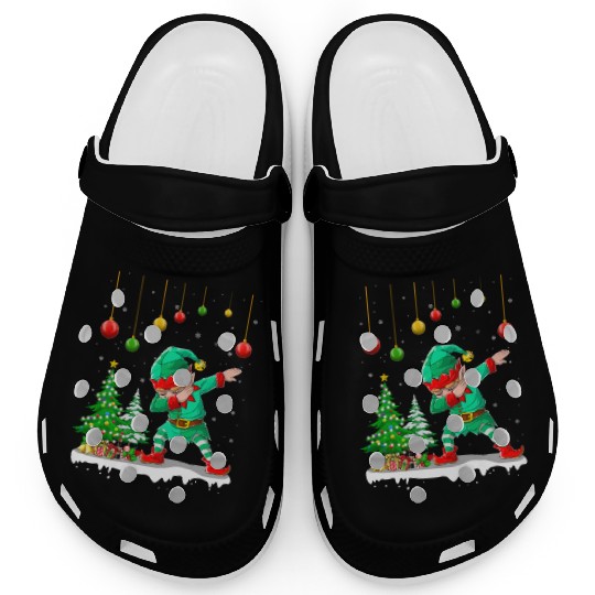 Dabbing Elf Christmas Tree Lights Xmas Family Clogs
