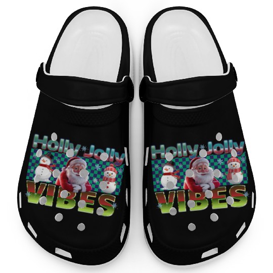 Holly Jolly Vibes Christmas Design Clogs