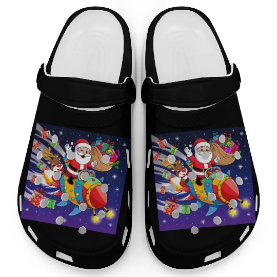 Reindeer with father christmas and spaceship Clogs