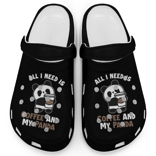 Coffee and my Panda Panda Bear Friend Lover Giant Clogs