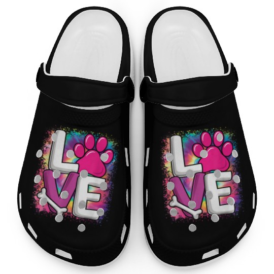 Colorful Love Dog Paw Dog Puppy Lover Women Girls Clogs
