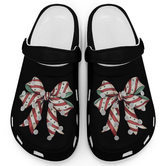 Christmas Coquette bow, Christmas Retro Clogs