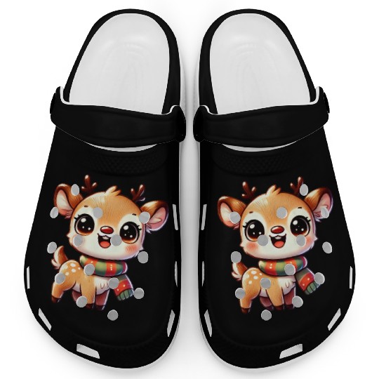Reindeer with colorful scarf - Christmas charm Clogs