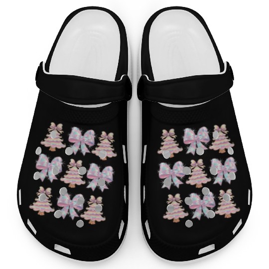 Christmas Coquette Bow, Merry Christmas Clogs