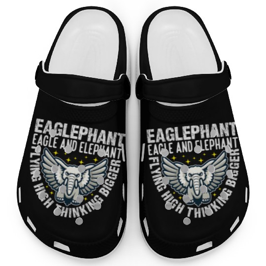 FLYING HIGH THINKING BIGGER - EAGLE AND ELEPHANT Clogs