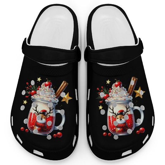 Christmas Drink Coffee Reindeer Clogs