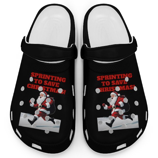 Sprinting To Save Christmas - Santa Claus Running Clogs