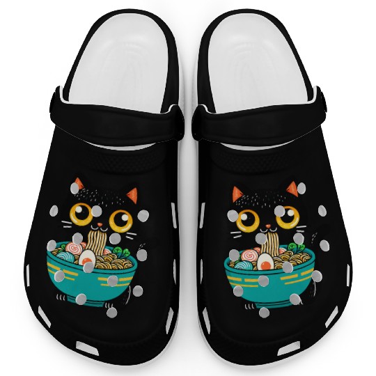 Funny Cat Eating Ramen Japanese Cat Ramen Noodles Clogs