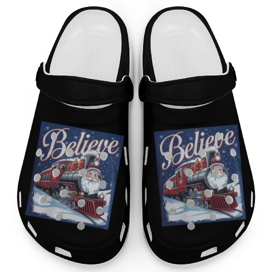 Believe Train North Pole Xmas Santa Claus Christma Clogs