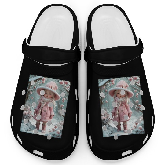 Full body of a realistic sweetness baby chibi girl Clogs
