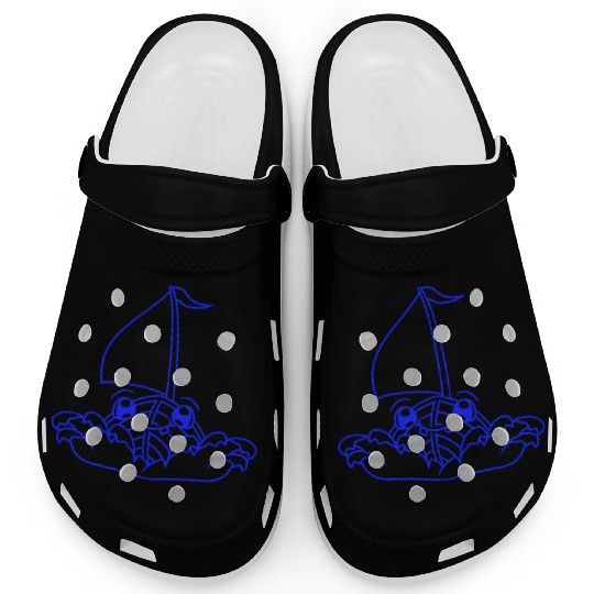 Cute Funny Boat Waves Sails Face Smiles Cool Comic Clogs