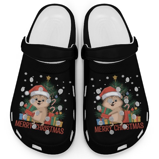 Christmas Hedgehog Santa Hat Clogs