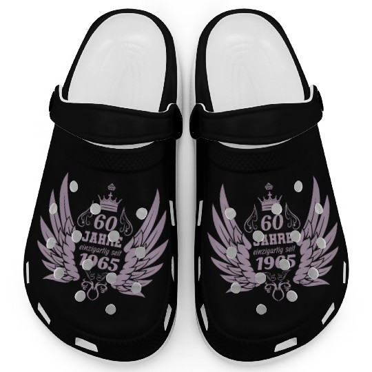 60 years unique since 1965 angel wings Clogs