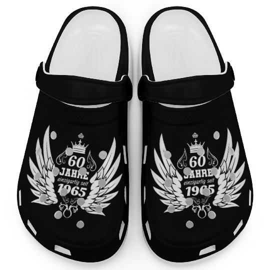 60 years unique since 1965 angel wings Clogs