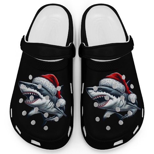 Santa Shark Christmas Clogs