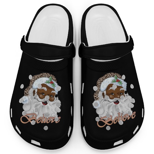 Black Santa, Merry Christmas Clogs