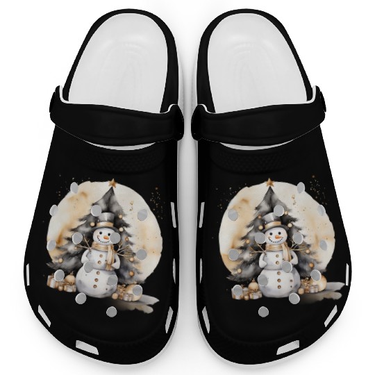 Black Gold Snowman Clogs