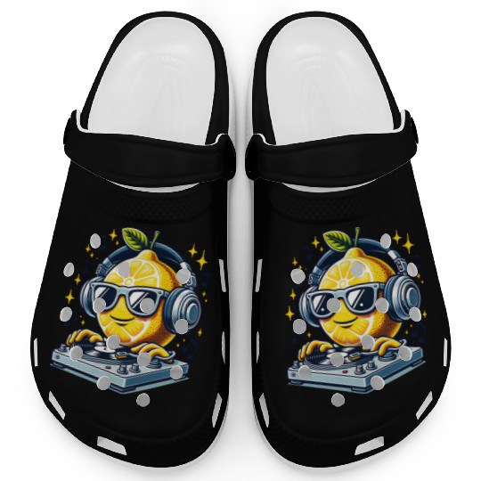 DJ Lemon Groove with Headphones and Turntable Clogs