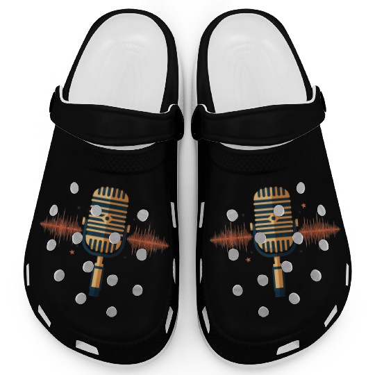 Vintage Microphone with Sound Waves Clogs