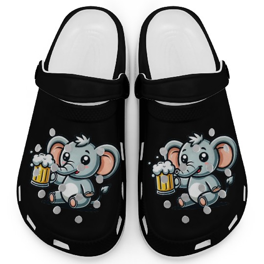 Cute Elephant Drinking Beer Clogs