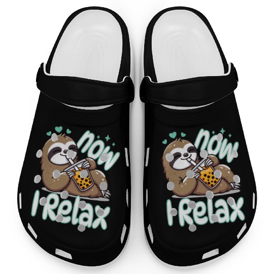 funny quote gift idea bubble tea boba sloth design Clogs