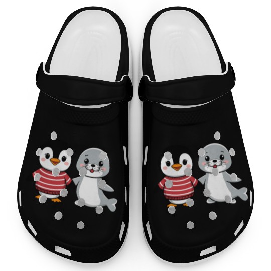 Penguin and Seal Friends holding hands Clogs