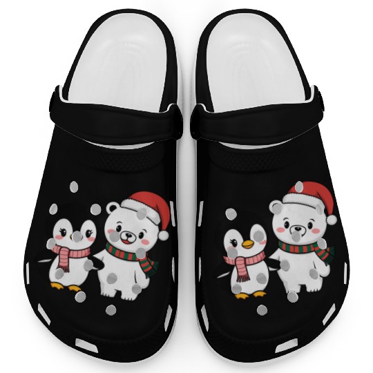 Santa Polar Bear and Penguin Friends Clogs