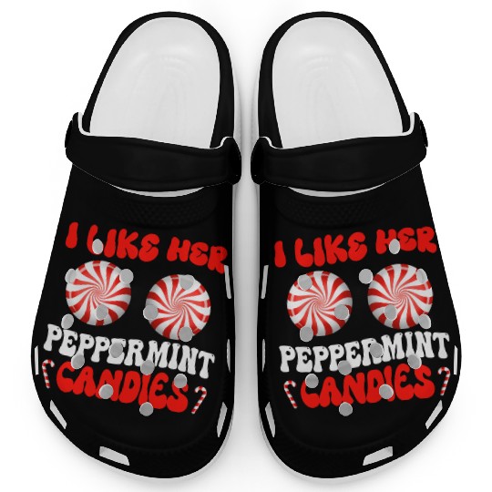 I Like Her Peppermint Candies Couples Christmas Clogs