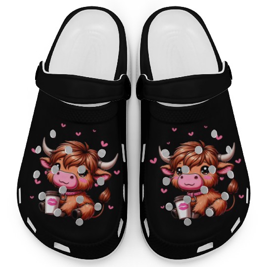 Highland Cow Valentines Clogs
